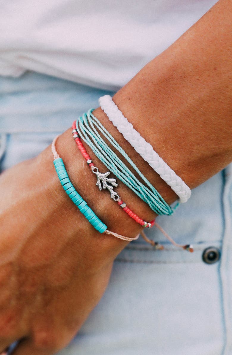 Pura Vida Tropical Reef 4-Pack String Bracelets, Alternate, color, Coral