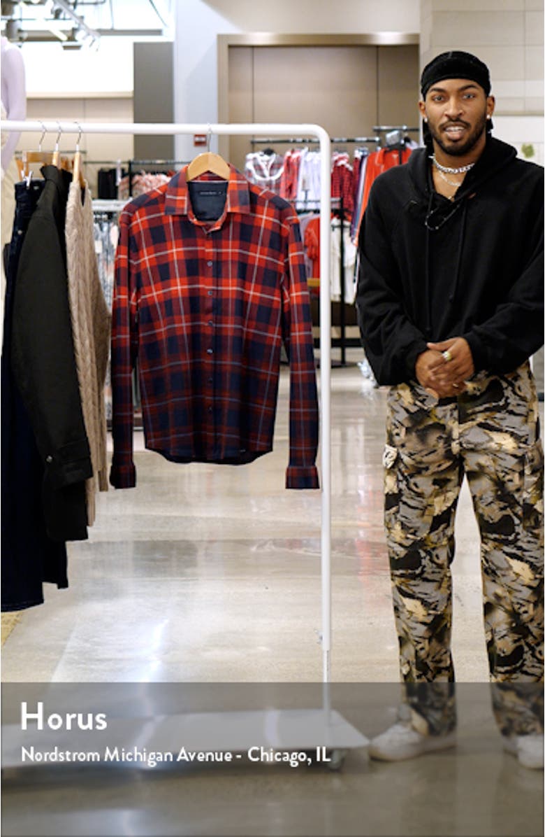 Plaid Jacquard Dip Dye Knit Button-Up Shirt, sales video thumbnail