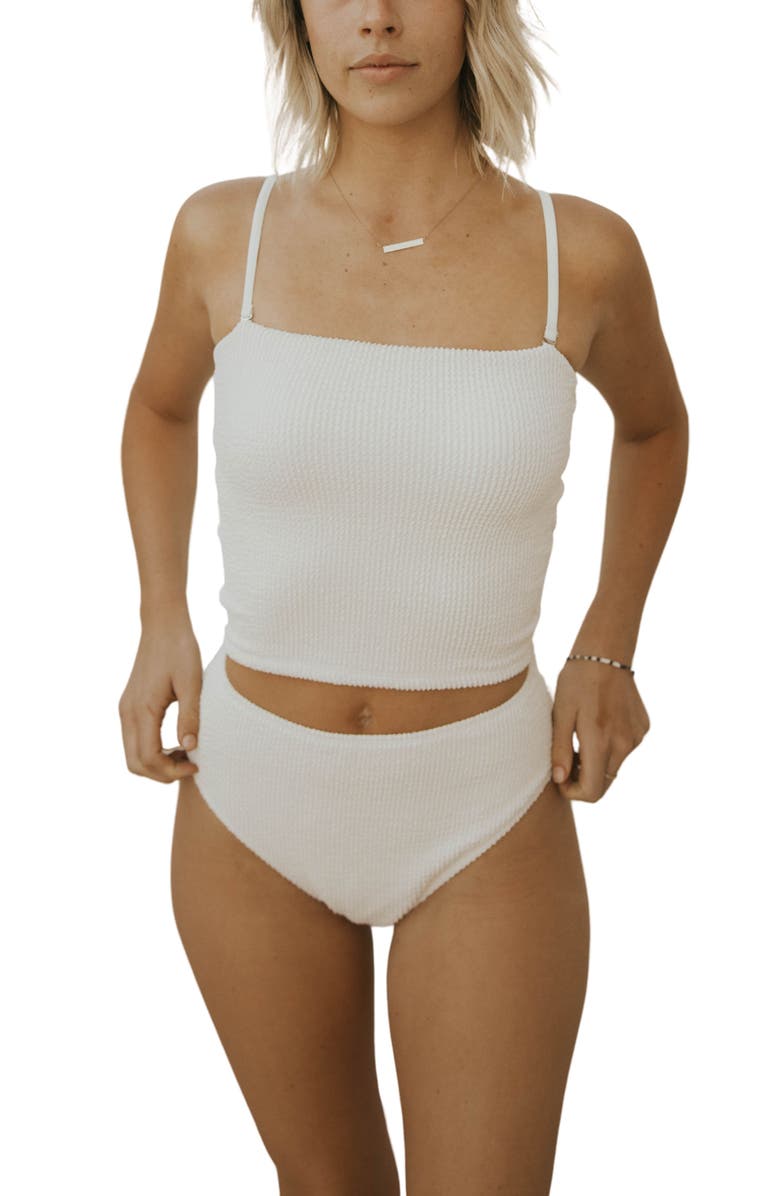 Geode Swimwear High Tide Tankini Top, Main, color, White