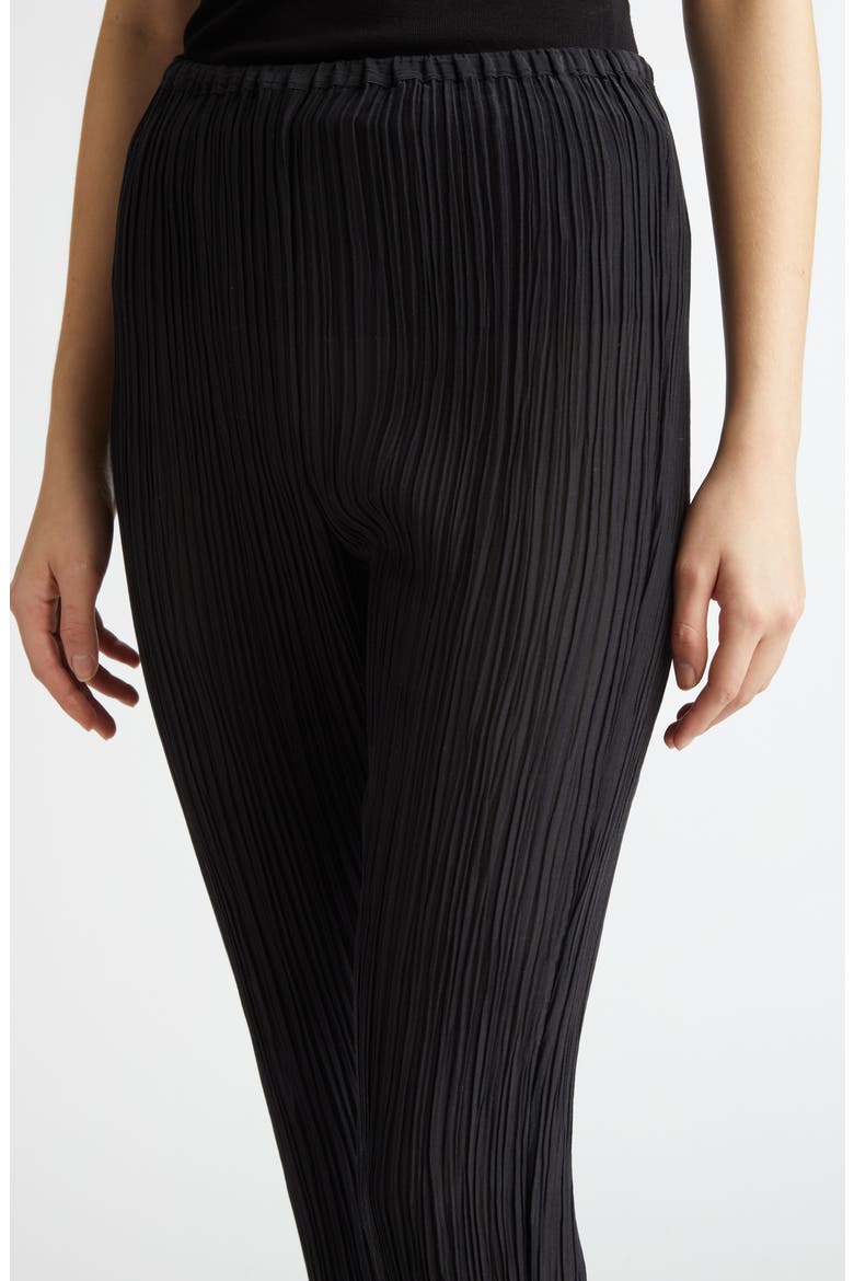 Parchment Pleated Cotton & Silk Pants, Alternate, color, BLACK