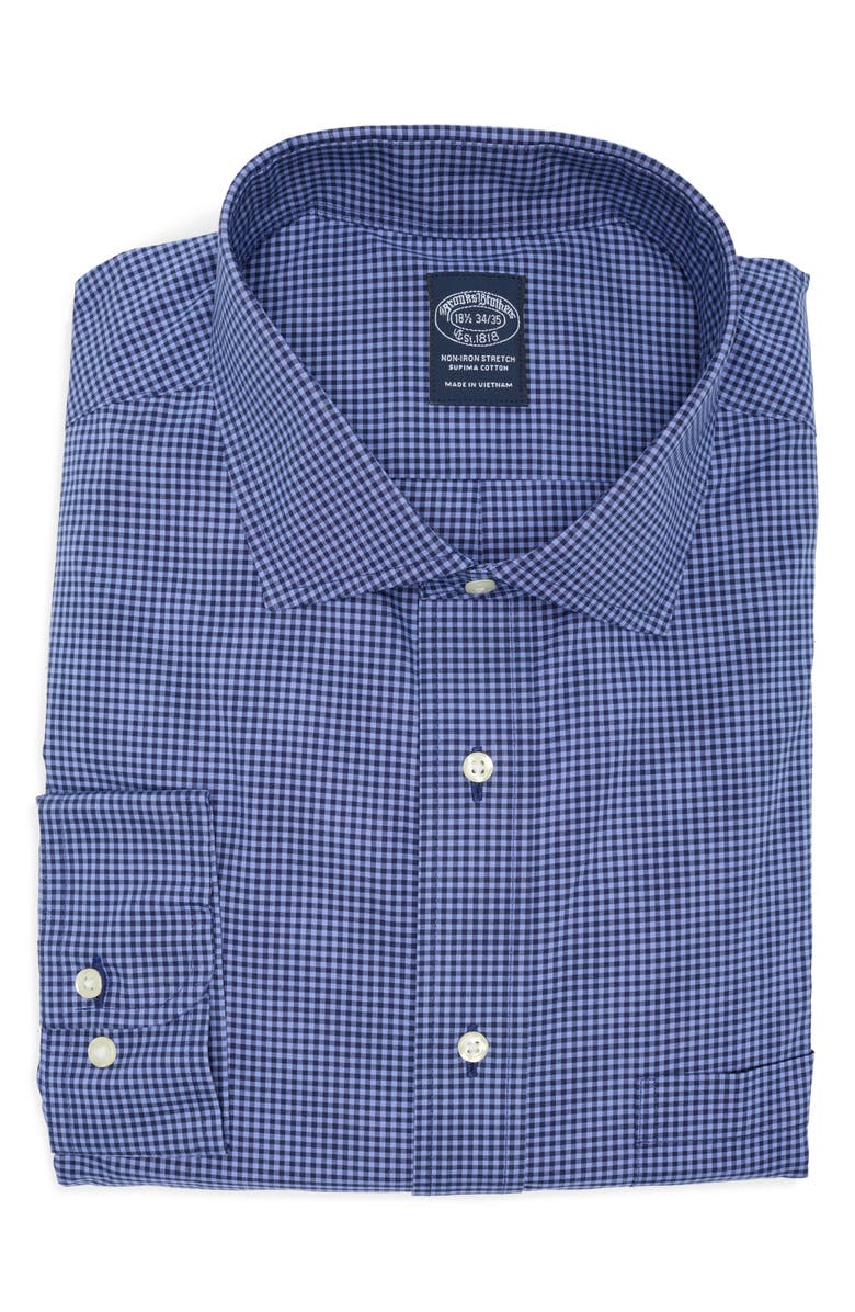 Brooks Brothers Engineered Check Cotton Dress Shirt, Main, color, 