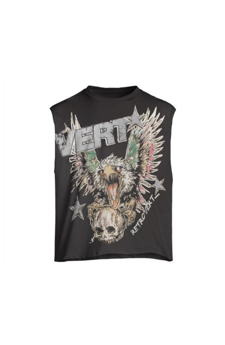 RETROVERT Falcon Skull Tee Cutoff, Main, color, Black