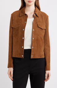 Theory Reece Suede Trucker Jacket