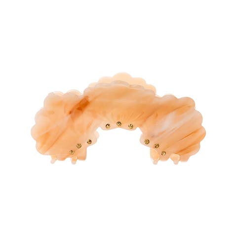 Rhinestone Embellished Triple Shell Curved Claw Clip