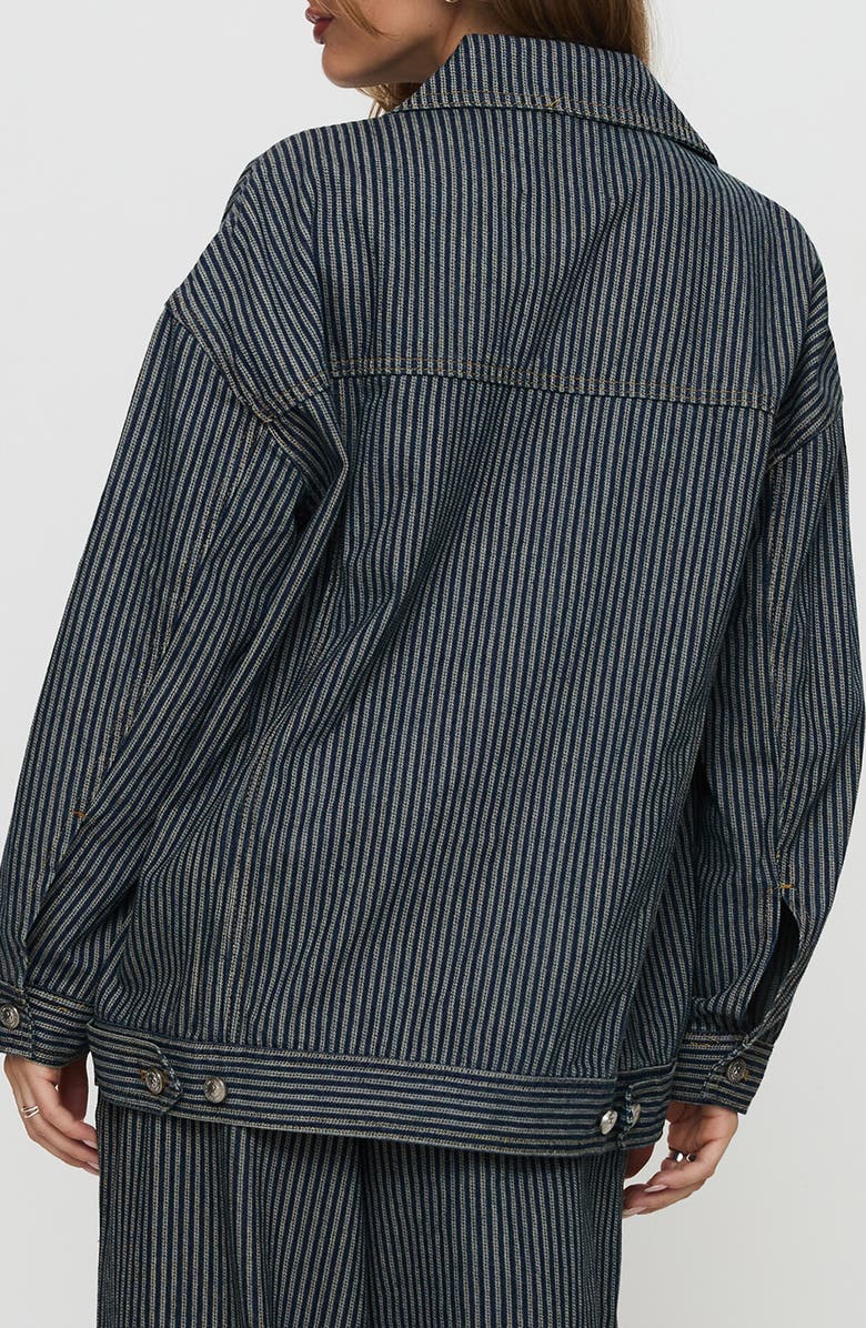 Princess Polly Actually Invested Stripe Denim Jacket, Alternate, color, 