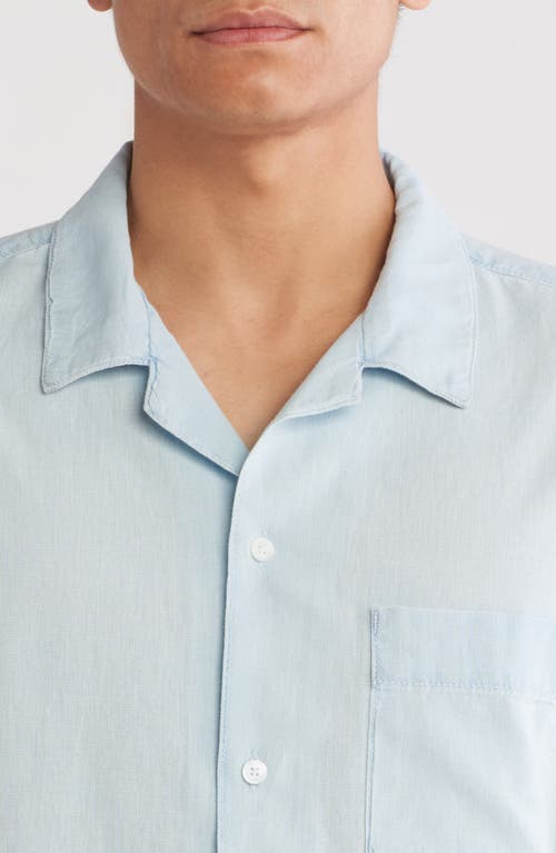 Frame Chambray Camp Collar Shirt In Blue