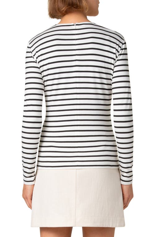 Akris Punto Sailor Striped Long-sleeve Viscose Jersey Top In Cream-black