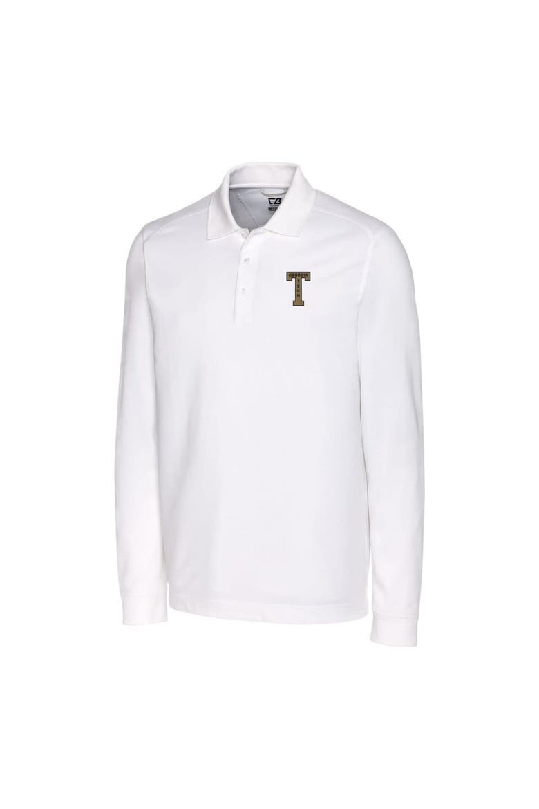 Men's Cutter & Buck White Georgia Tech Yellow Jackets Vault Advantage Tri-Blend Pique Big & Tall Long Sleeve Polo, Alternate, color, White