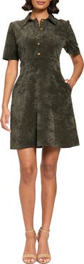 London Times Short Sleeve Inset Waist Shirtdress
