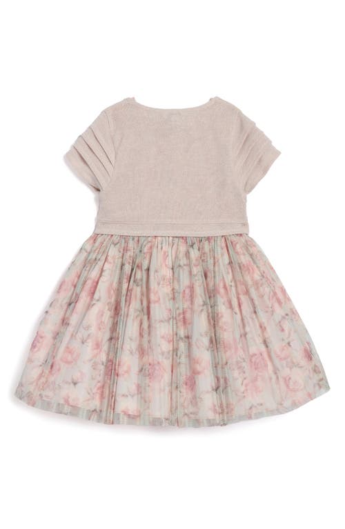 Pippa & Julie Kids' Chloe Floral Print Tulle Dress & Shrug Set In Mauve