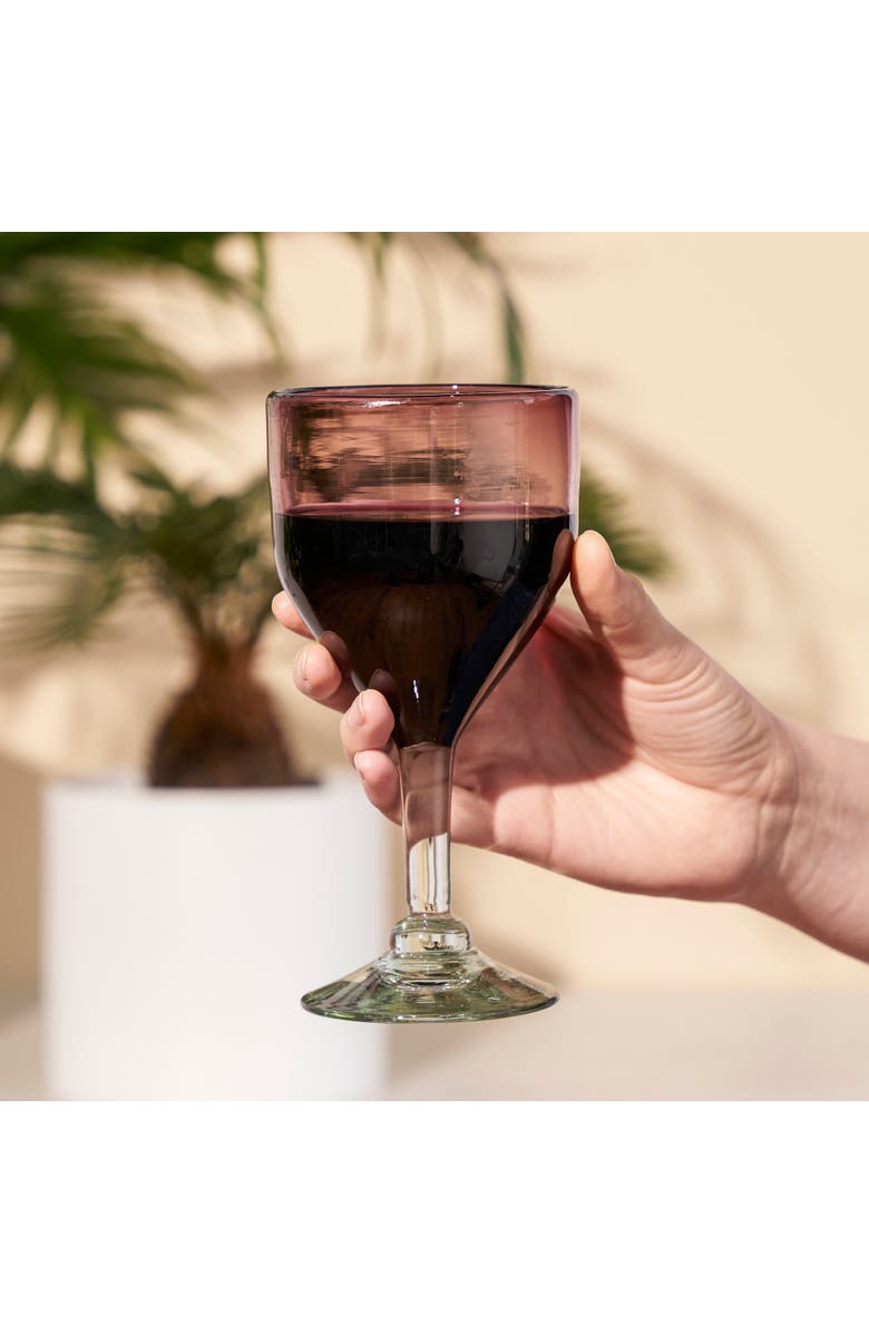 TWINE Segunda Vida Rosado Recycled Stemmed Wine Glasses Set of 2, Alternate, color, Pink