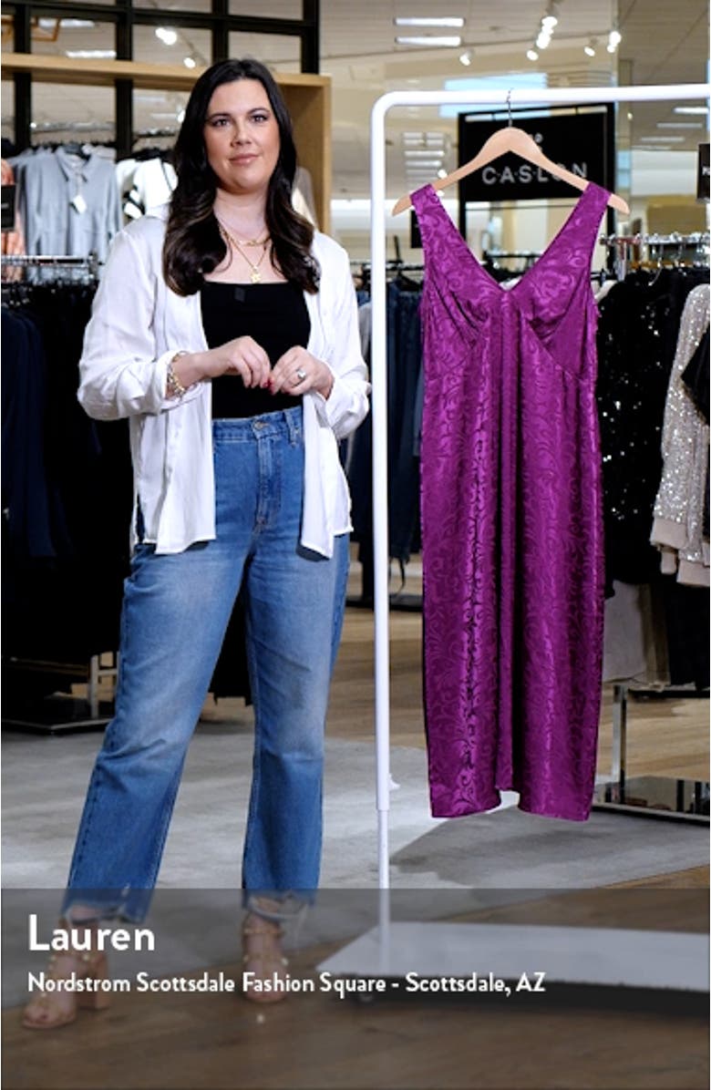 Sleeveless Satin Jacquard Midi Dress, sales video thumbnail