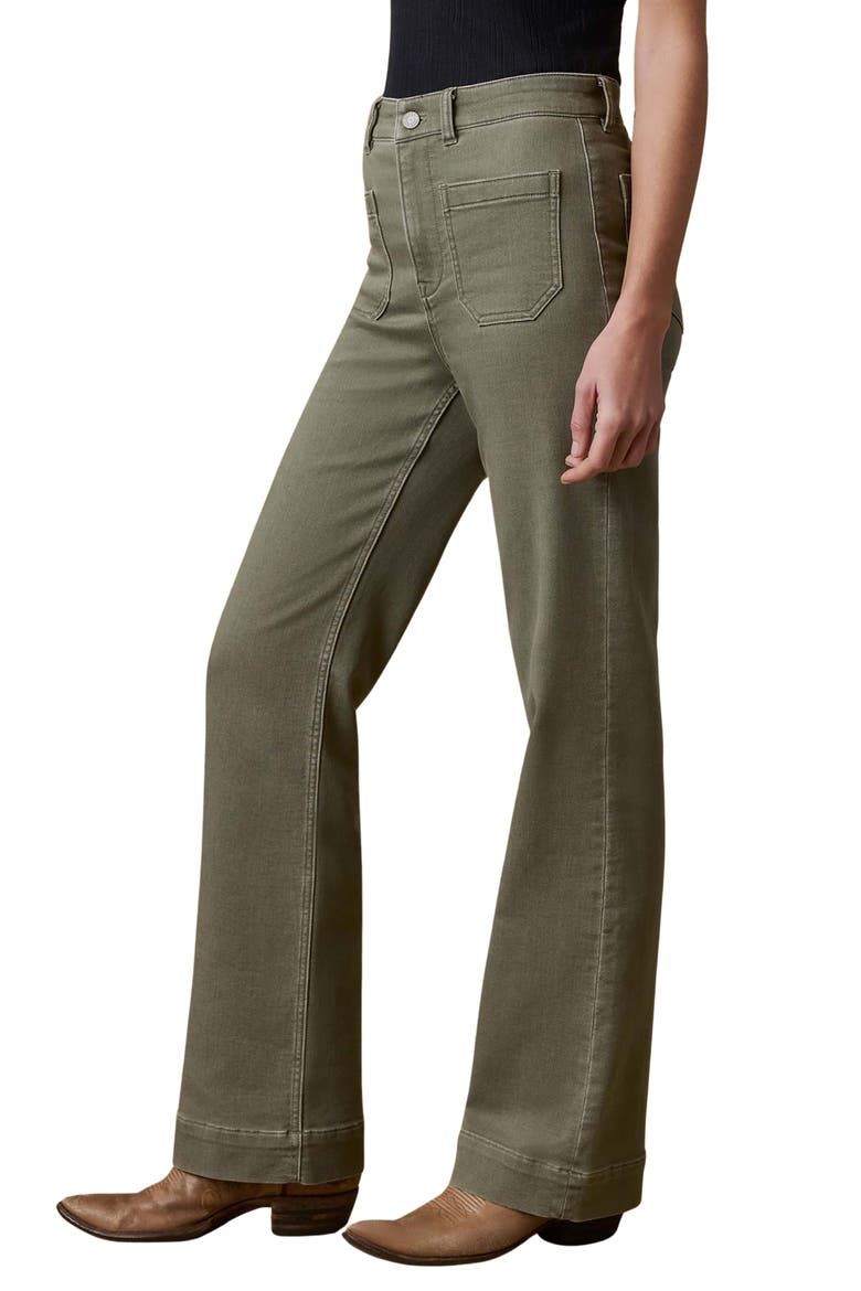 Patch Pocket High Waist Wide Leg Stretch Terry Pants, Alternate, color, ISLAND OLIVE