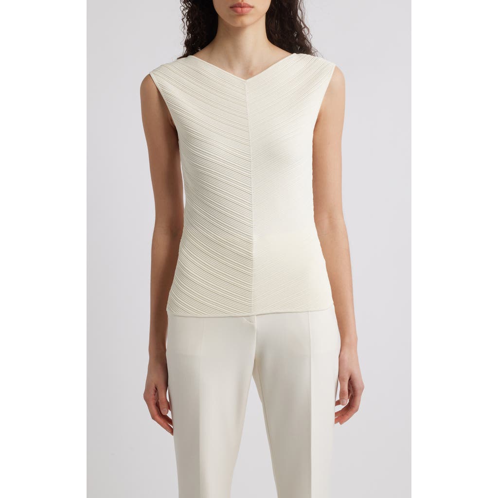Hugo Boss Boss Faitini Rib Sleeveless Top In Soft Cream