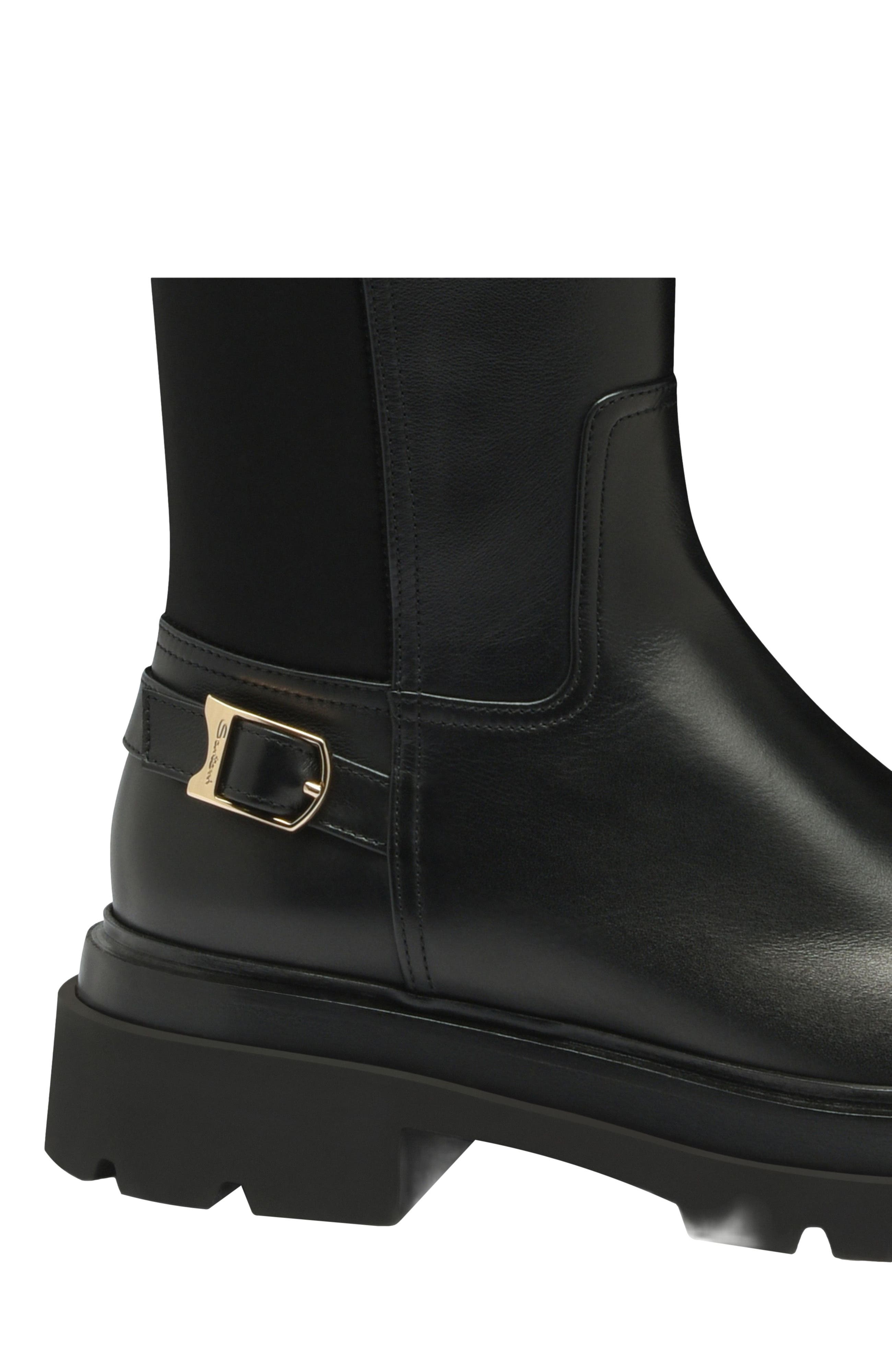 Santoni Women's leather boot, Alternate, color, Black