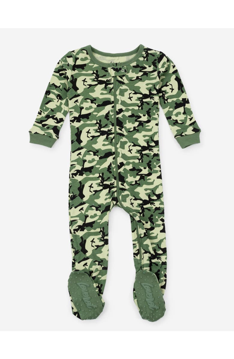 Leveret Kids Footed Cotton Matching Family Pajamas, Whimsy & Fantasy Prints, Main, color, Camouflage