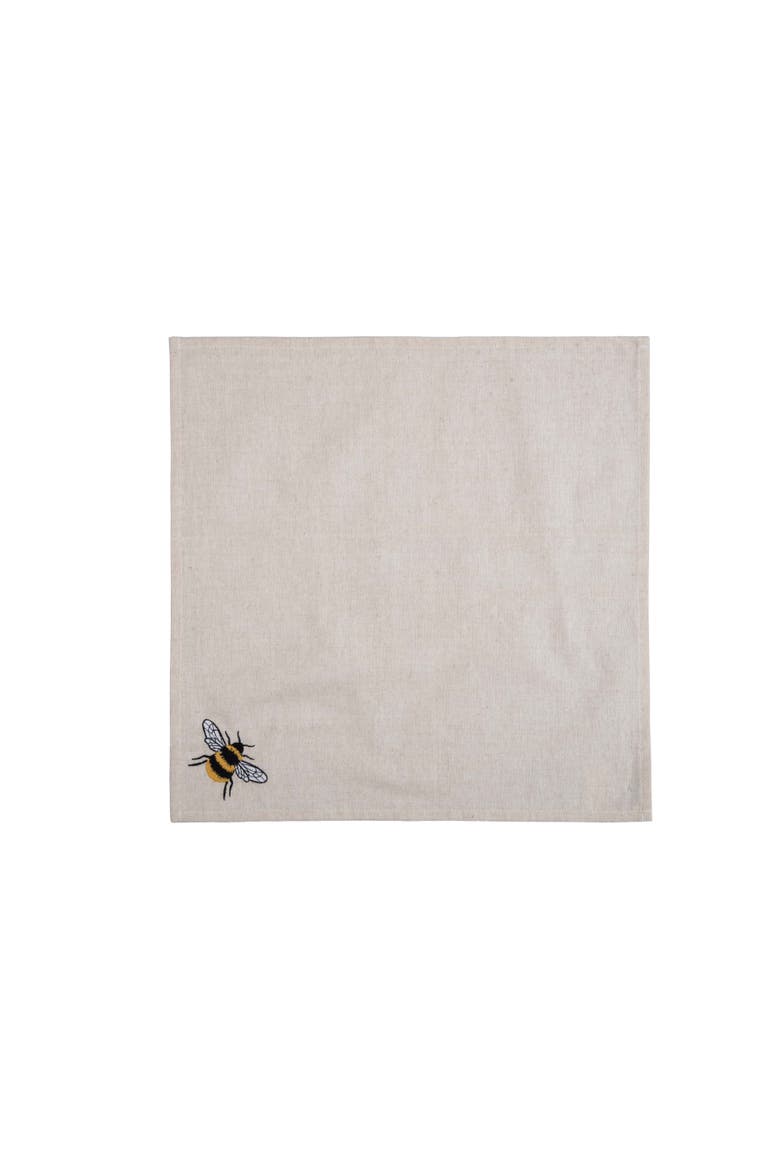 Lavender & Bee Garden Embroidered Machine Washable Napkins Set of 6, Alternate, color, Beige
