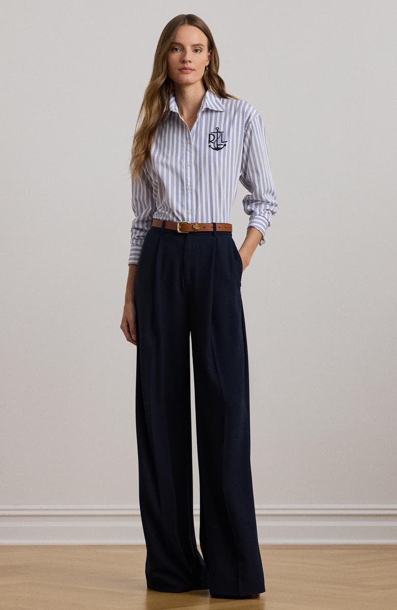 Lauren Ralph Lauren Relaxed Fit Stripe Cotton Button-Up Shirt, Alternate, color, 