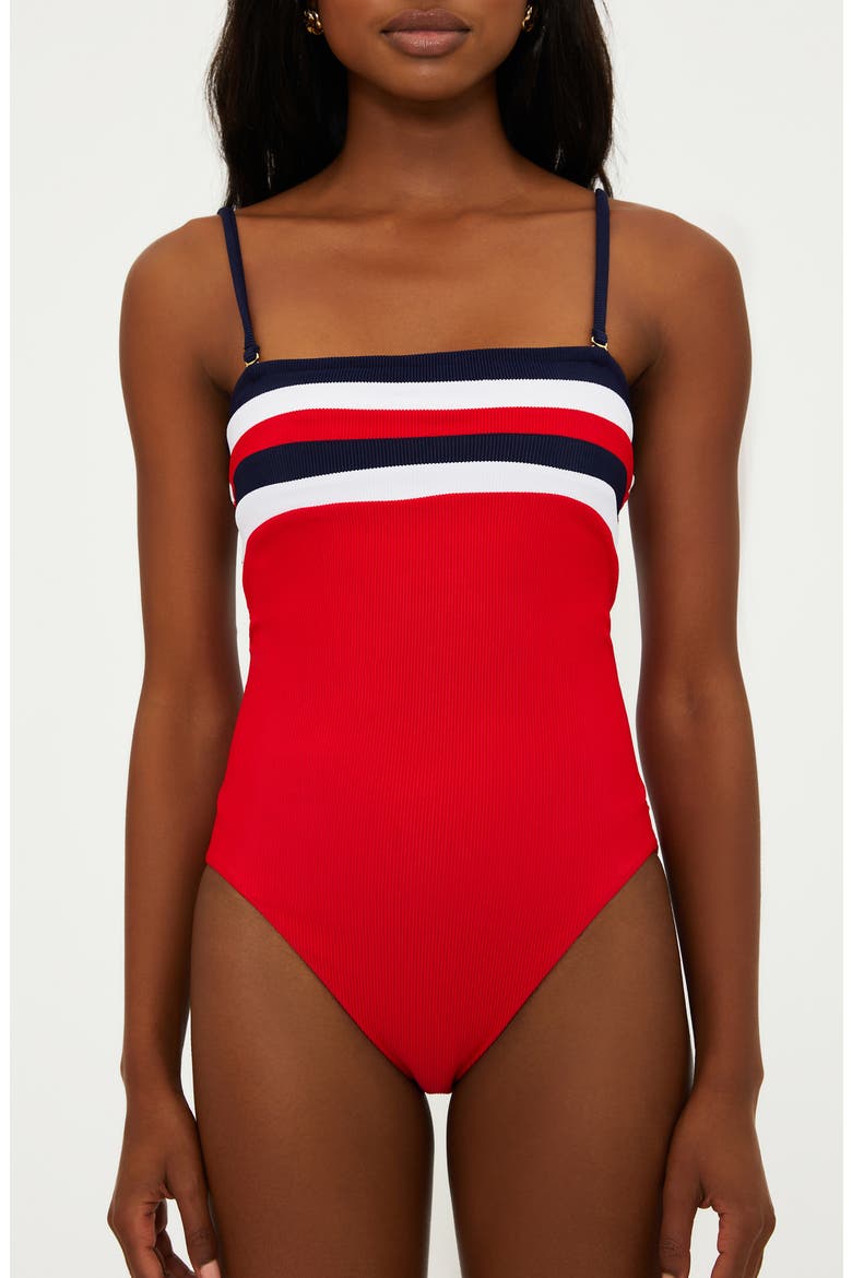 Jessa Stripe Rib One-Piece Swimsuit, Alternate, color, AMERICAN COLORBLOCK