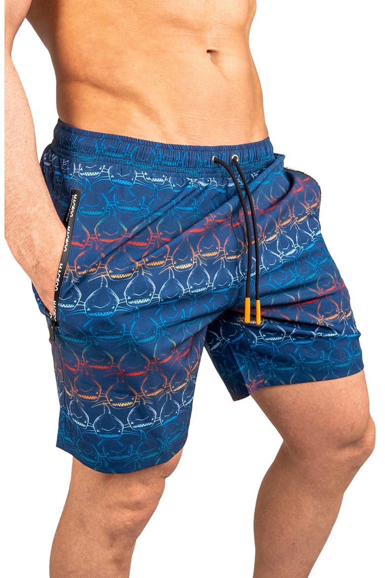 Swim Lion Shark Wave Swim Trunks, Alternate, color, BLUE