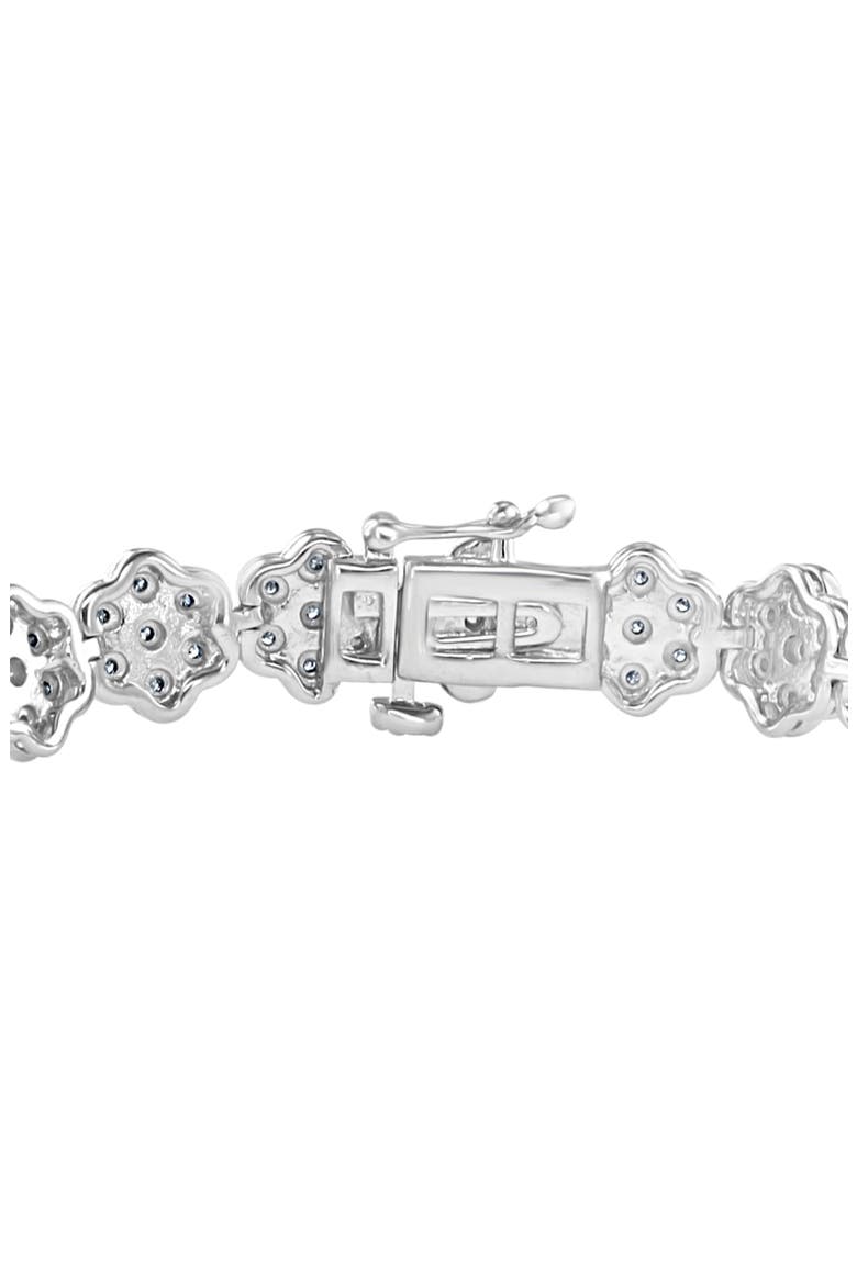 Silver Flower Diamond Bracelet - 0.14 ctw, Alternate, color, WHITE