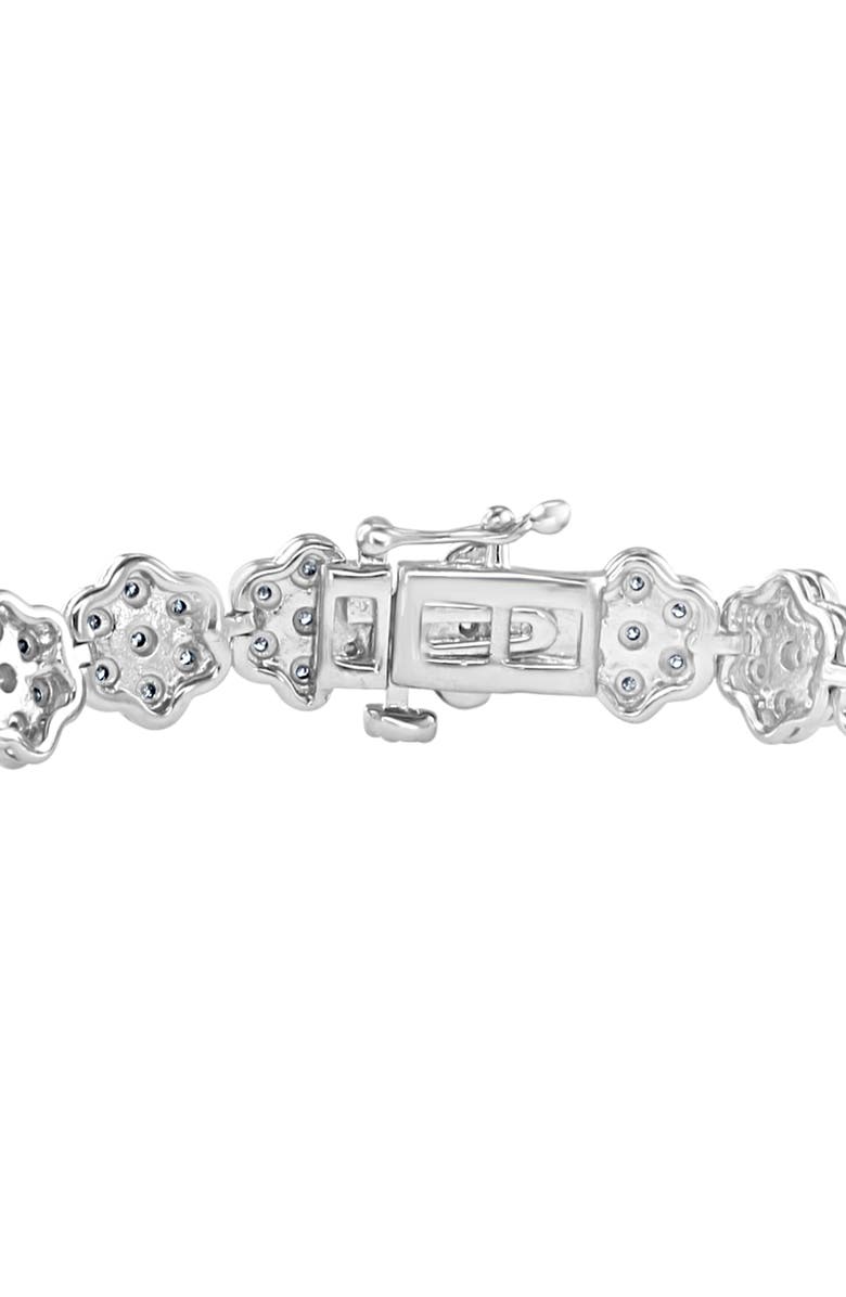 EFFY Silver Flower Diamond Bracelet - 0.14 ctw, Alternate, color, White