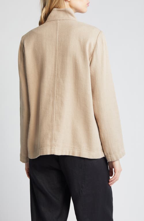 Eileen Fisher Stand-collar Snap-front Jacket In Wheat