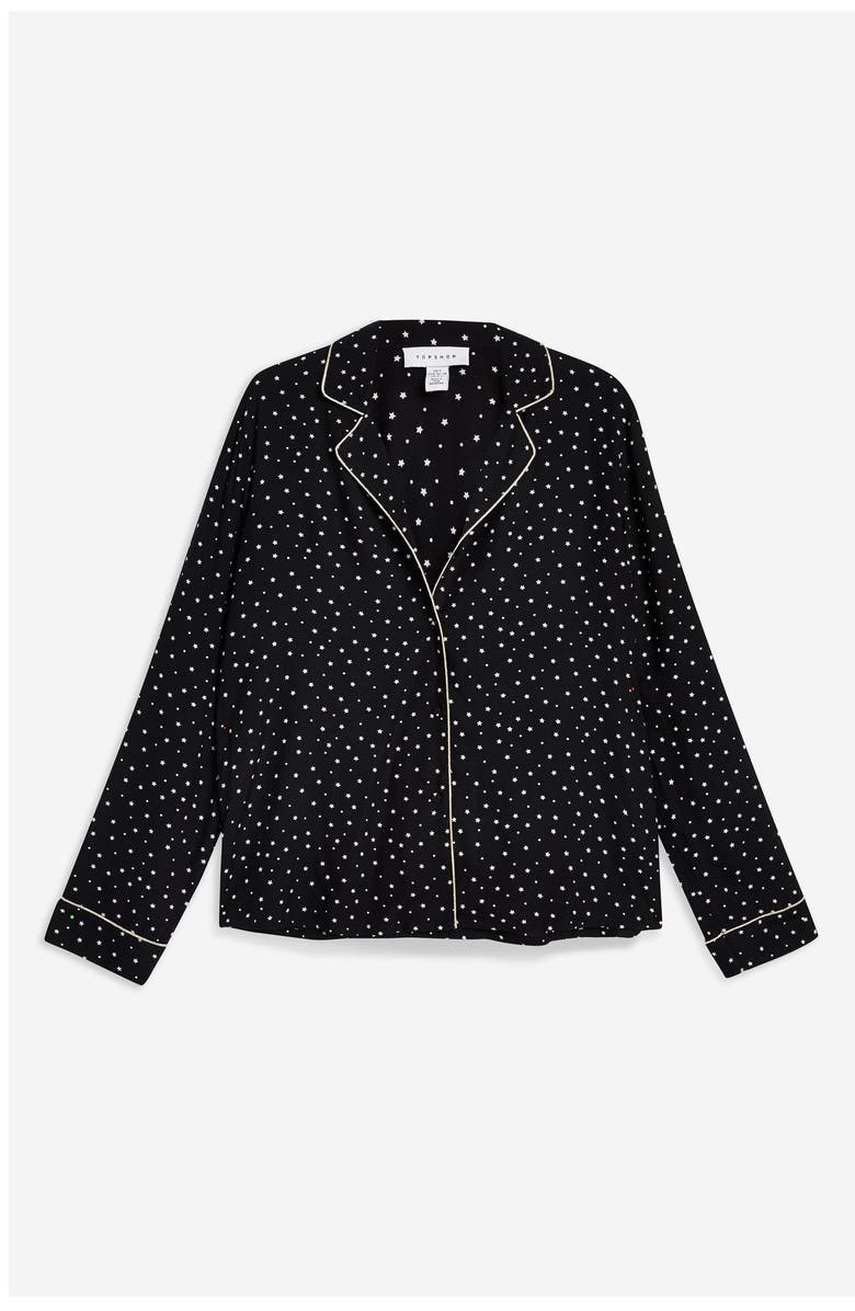 Topshop Star Print Pajama Shirt, Alternate, color, 