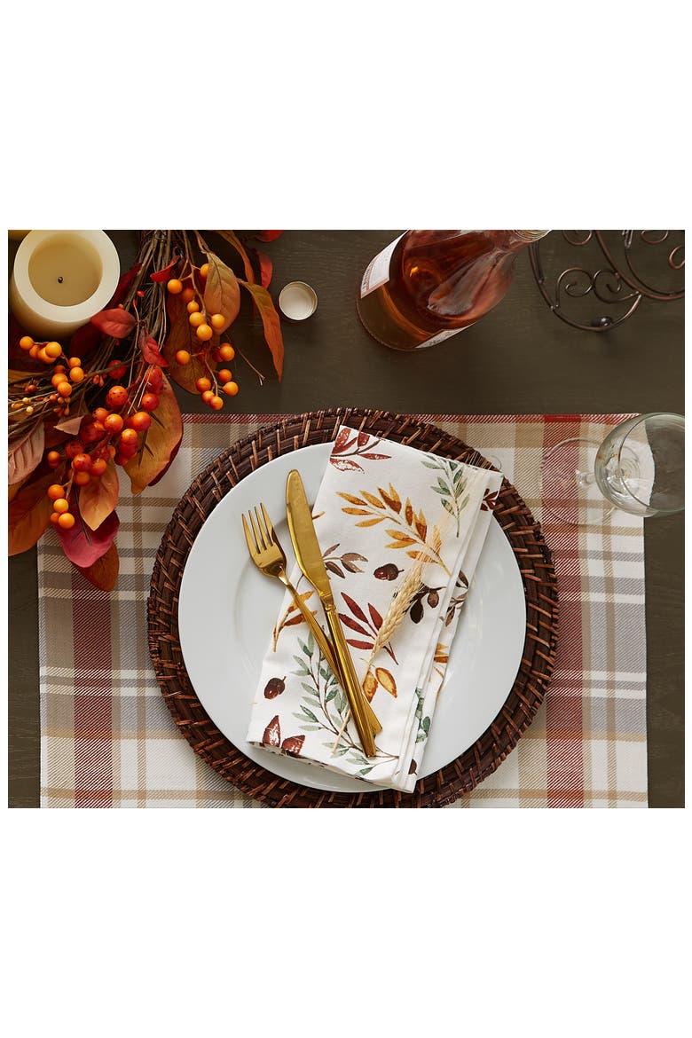 Set of 6 Falling Leaves Print Cotton Napkins, Alternate, color, FALLS BOUNTY