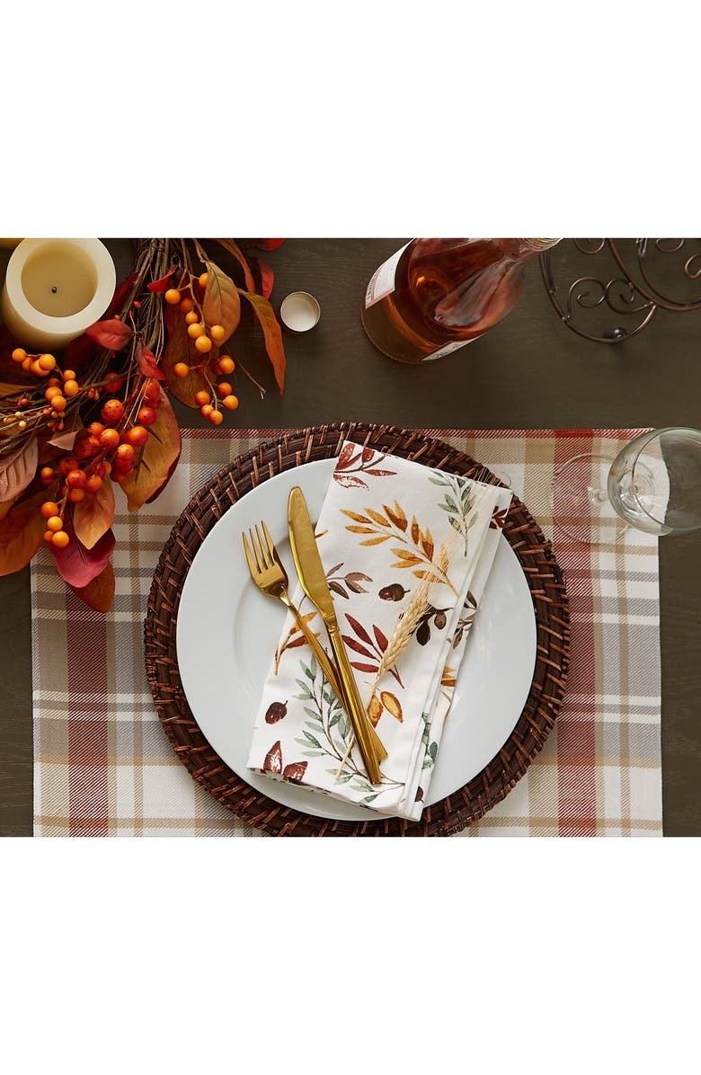 Design Imports Set of 6 Falling Leaves Print Cotton Napkins, Alternate, color, Falls Bounty