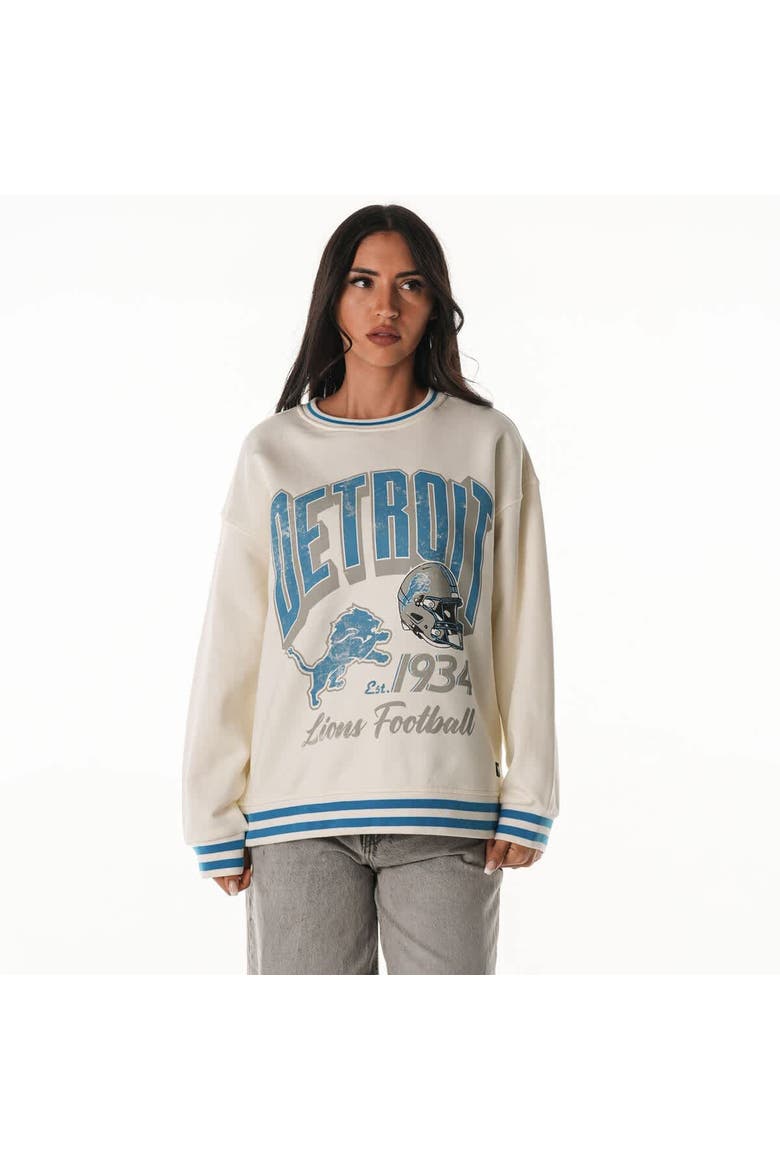 Women's The Wild Collective Cream Detroit Lions Oversized Vintage French Terry Sweatshirt, Main, color, Cream