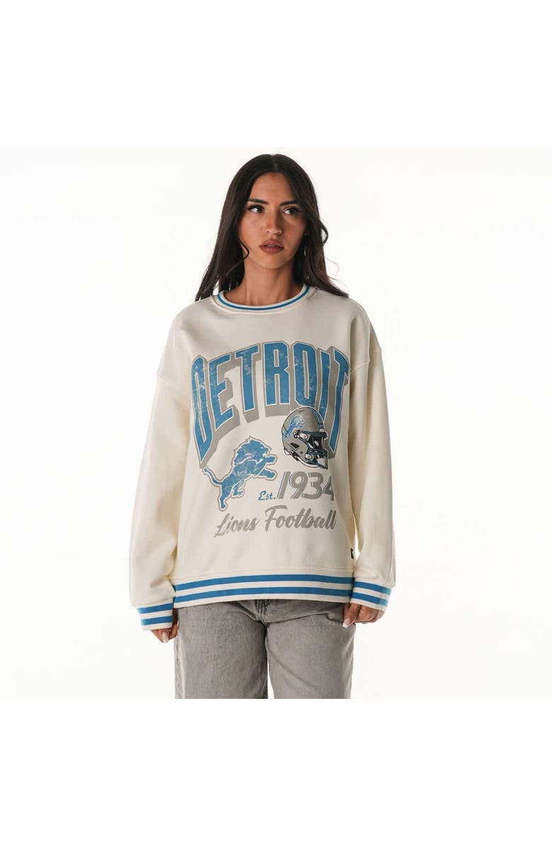 THE WILD COLLECTIVE Women's The Wild Collective Cream Detroit Lions Oversized Vintage French Terry Sweatshirt, Main, color, Cream