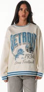 THE WILD COLLECTIVE Women's The Wild Collective Cream Detroit Lions Oversized Vintage French Terry Sweatshirt