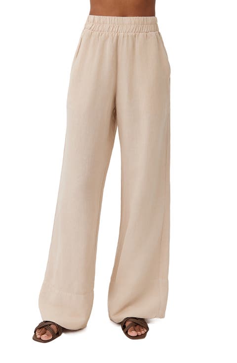 Bella Dahl★Fray Tencel Hem Crop ヴィンテージ ワイドパンツ Bella Dahl Belted High Waist Frayed Crop Pant Night Shade I
