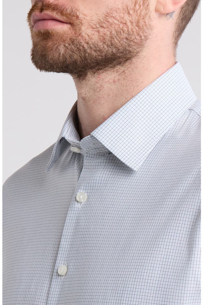 Trim Fit Check Premium Performance Dress Shirt, Alternate, color, BLUE GHOST GRID
