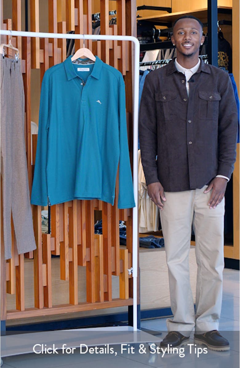 Vintage Vines Long Sleeve Five O'Clock IslandZone<sup>®</sup> Piqué Polo, sales video thumbnail