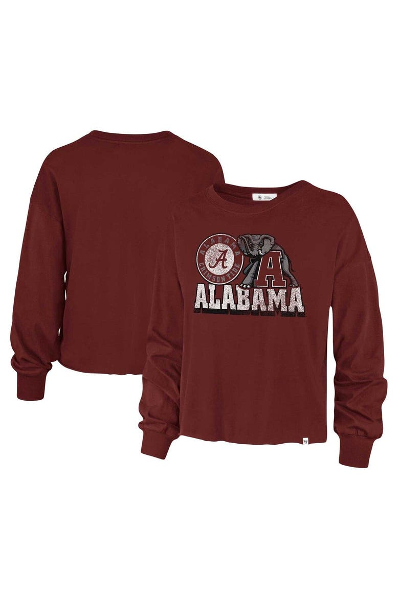 Women's '47 Crimson Alabama Crimson Tide Bottom Line Parkway Long Sleeve High Waist T-Shirt, Main, color, Crimson