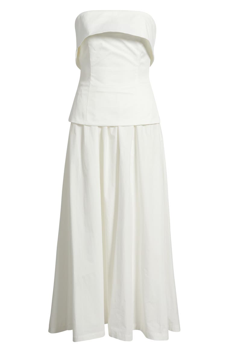 Arden Strapless Mixed Media Dress, Alternate, color, WHITE