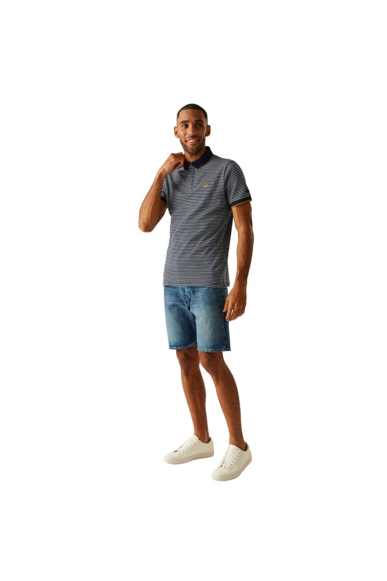 Tiver Striped Polo Shirt, Alternate, color, Navy and Stone White