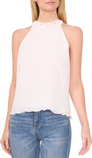 CeCe Flower Appliqué Halter Top