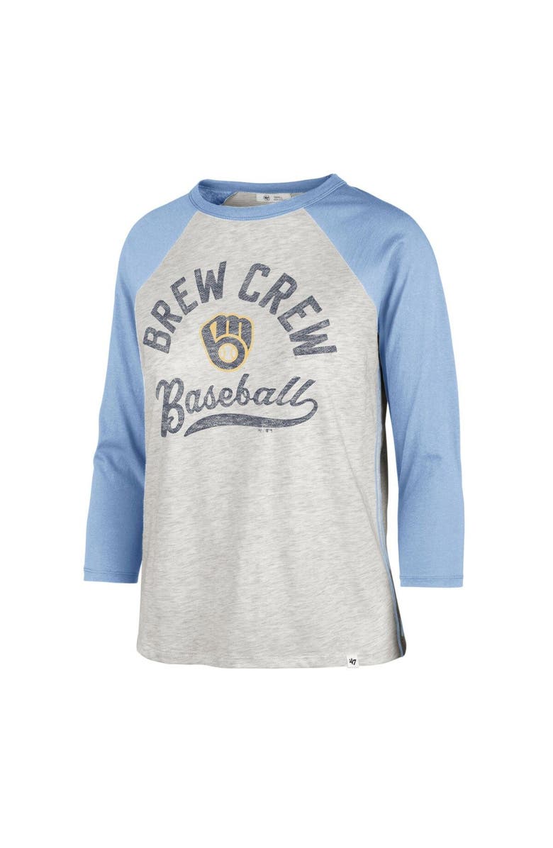 '47 Women's '47 Gray Milwaukee Brewers City Connect Retro Daze Ava Raglan 3/4-Sleeve T-Shirt, Alternate, color,