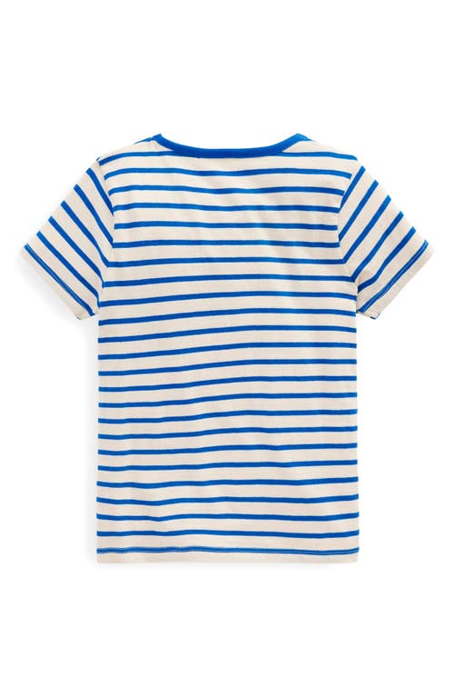 MINI BODEN MINI BODEN KIDS' STRIPE SHELL APPLIQUÉ COTTON GRAPHIC T-SHIRT