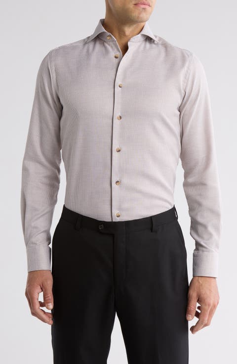 Contemporary Fit Solid Dobby Cotton Dress Shirt