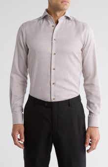 Eton Contemporary Fit Solid Dobby Cotton Dress Shirt