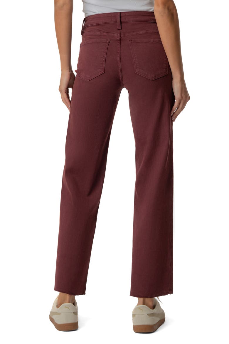 High Waist Raw Hem Wide Leg Jeans, Alternate, color, CLARET