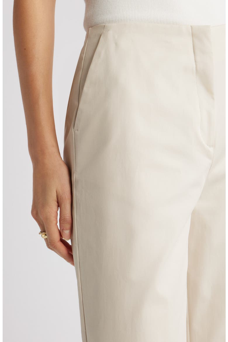High Waist Stretch Cotton Wide Leg Pants, Alternate, color, BEIGE OATMEAL