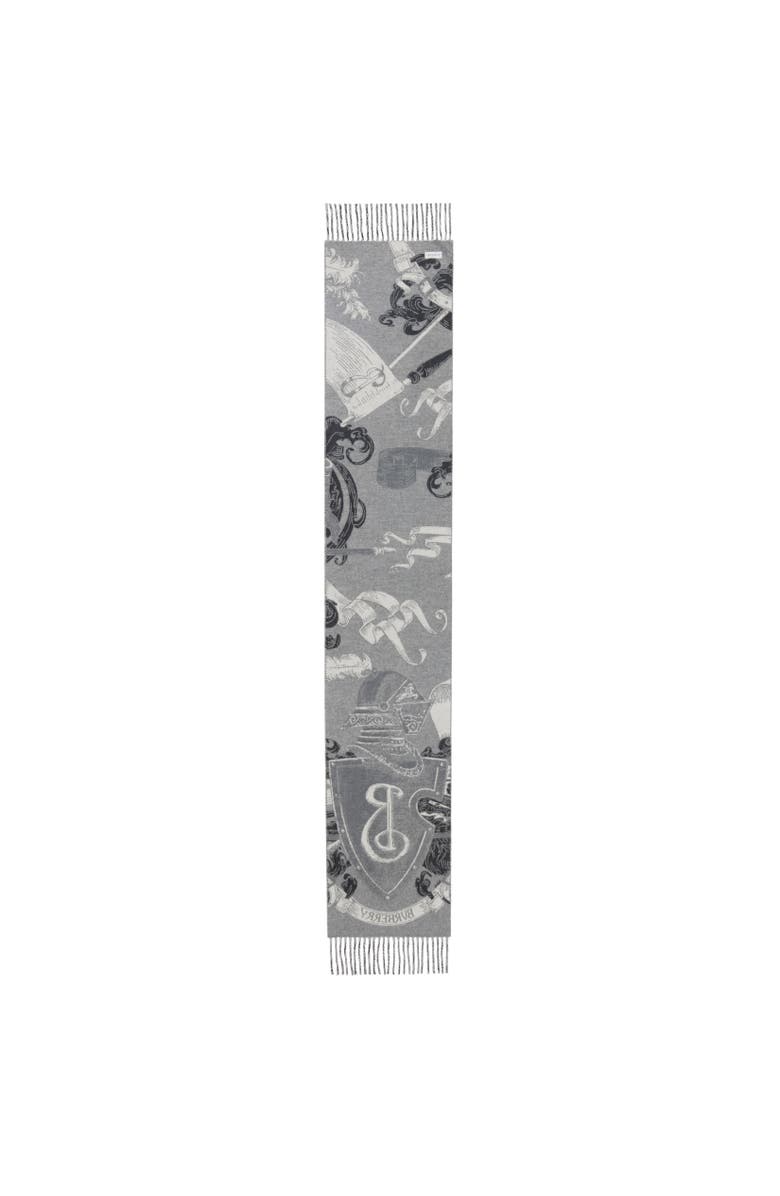 Burberry Etched Knight Cashmere Scarf, Alternate, color, Monochrome