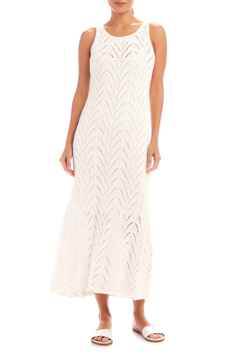 Flowy Openwork Midi Dress, Main, color, OFF WHITE
