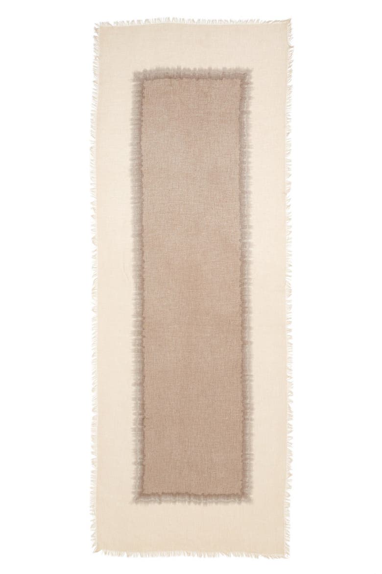 'Brushstroke Border' Cashmere & Silk Scarf, Alternate, color, TAUPE COMBO
