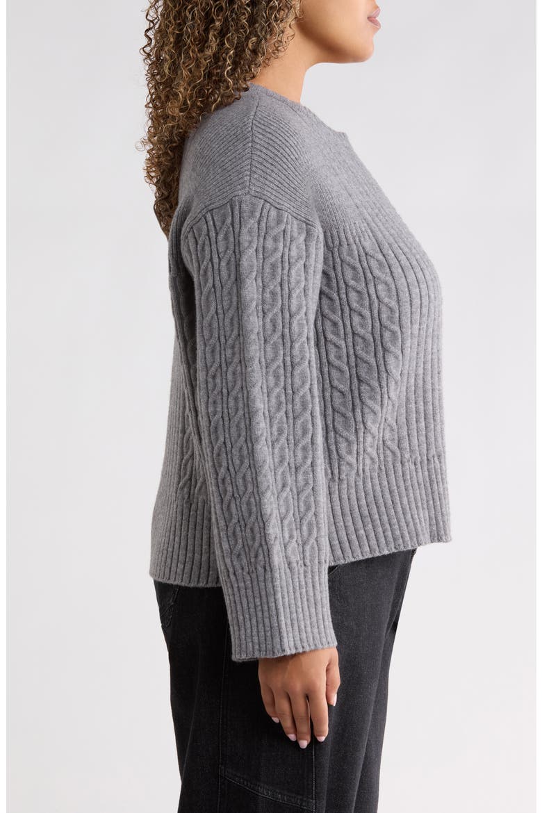 Cable Knit Cardigan, Alternate, color, GREY